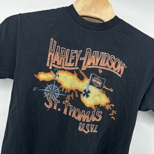 Vintage Harley Davidson T Shirt St. Thomas USVI Black‎ Graphic Tee Mens Large